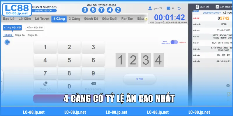 4 càng có tỷ lệ ăn cao nhất