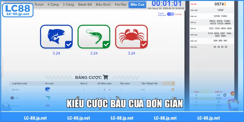 Kiểu cược bầu cua đơn giản