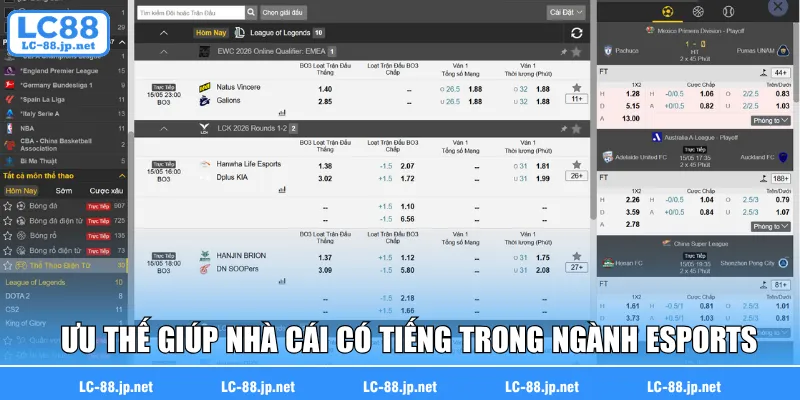 Ưu thế giúp nhà cái có tiếng trong ngành esports